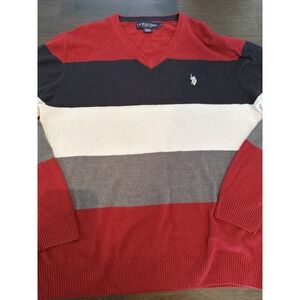 U.S. Polo Assn. Men's Striped V-Neck Sweater